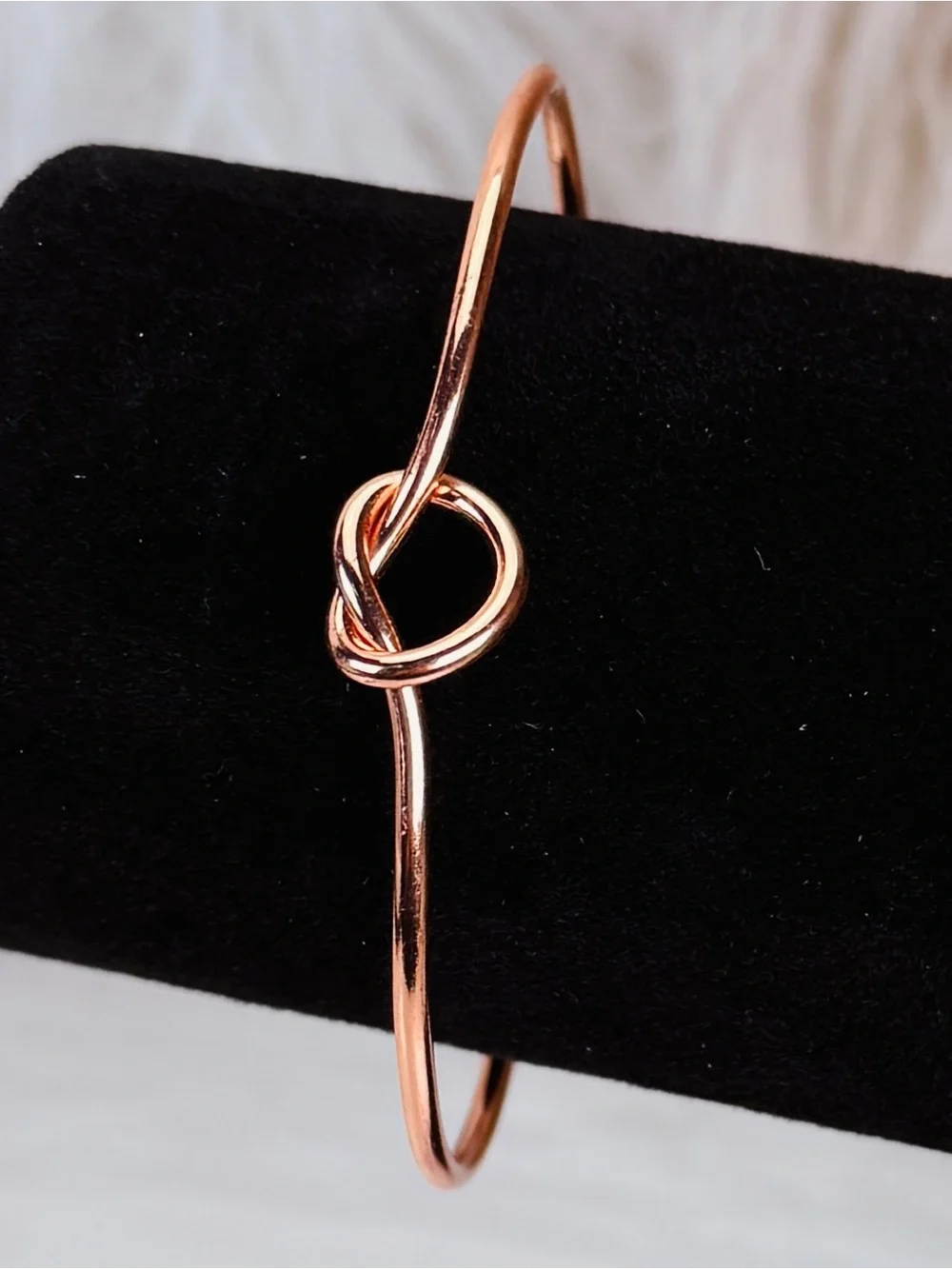 Pretty rose goldtone knotted minimalist cuff bracelet